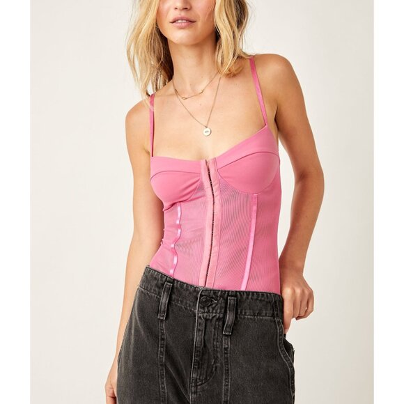 Free People Tops - 🎉LAST CHANCE🎉 FREE PEOPLE Night Rhythm Corset Bodysuit / Lucky Pink
